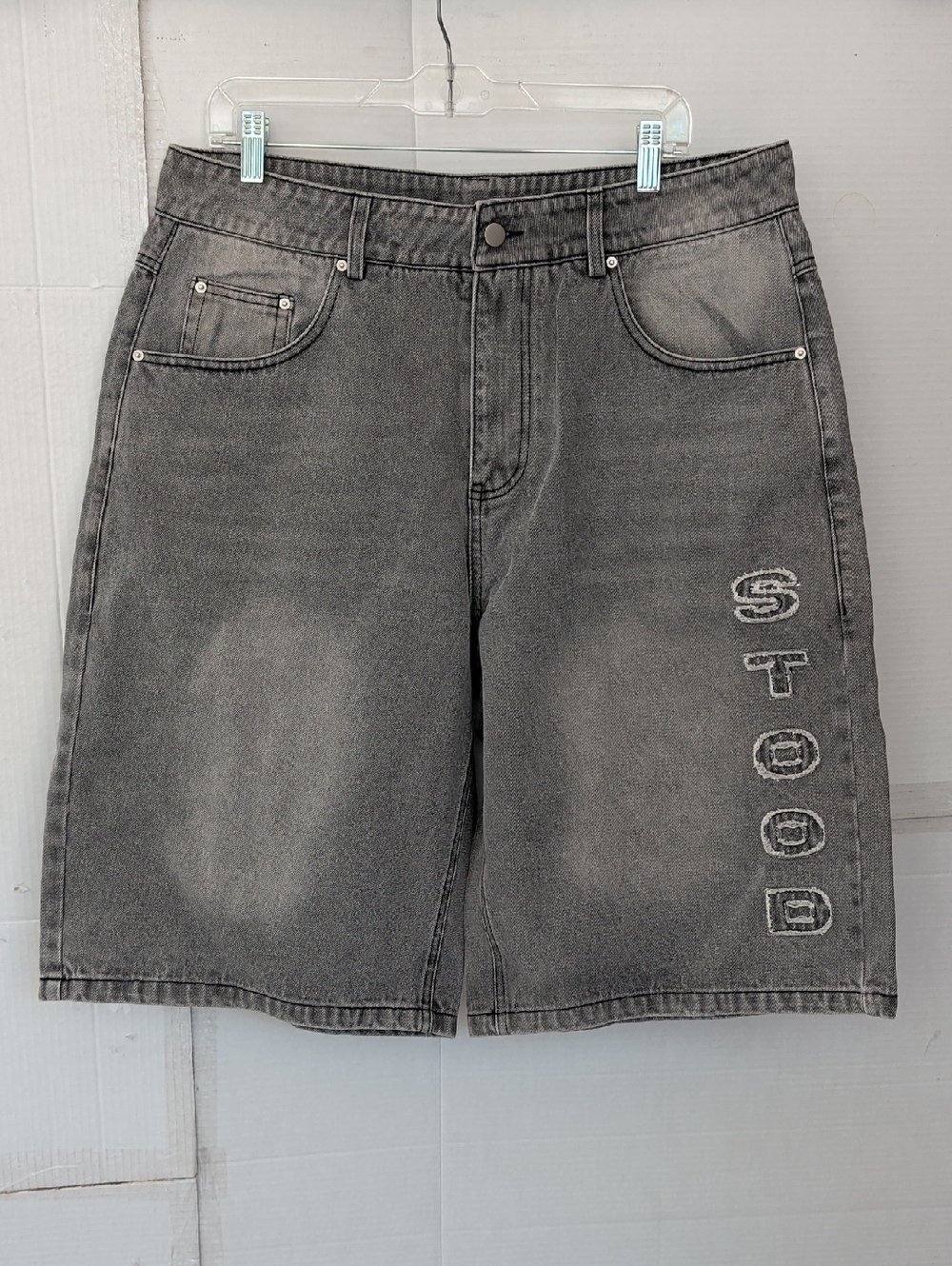 Misunderstood Men's Gray Washed Denim Jean Shorts w/ Side Lettering SZ 36 Comfy